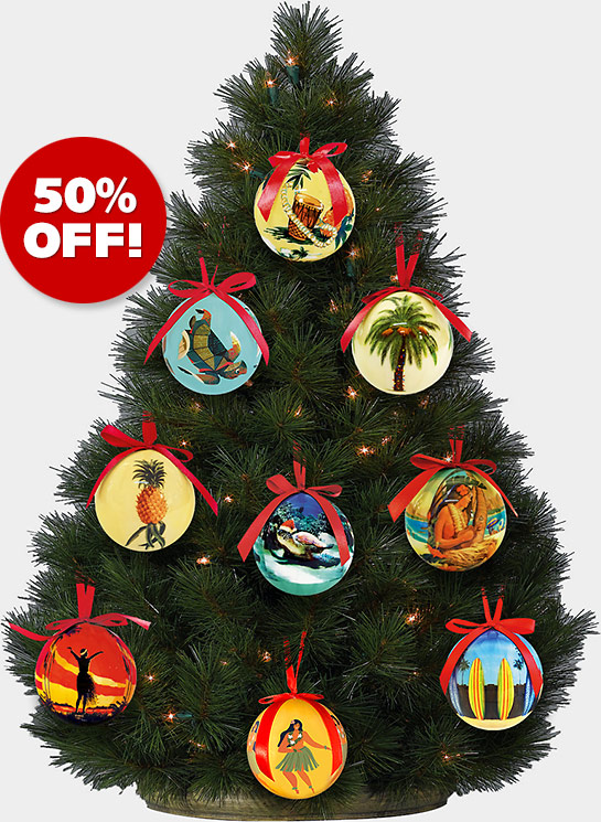 Hawaiian Holiday Christmas Ball Ornaments