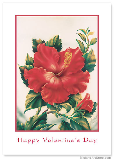 Red Hibiscus - Hawaiian Collectors Edition Greeting Cards - Valentine's Day Card