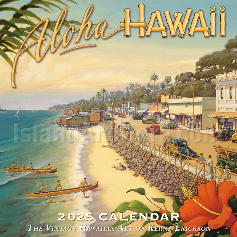 Aloha Hawaii 2025 Wall Calendar Vintage Hawaiian Art of Kerne