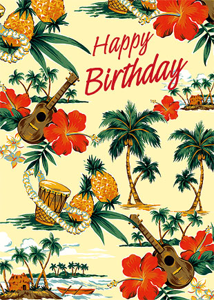 Happy Birthday Tropical Clip Art
