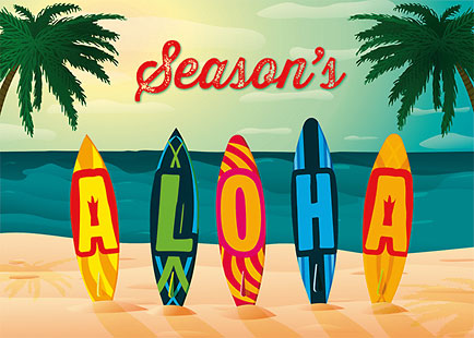 Holiday Aloha Surfboards - Personalized Holiday Greeting Card