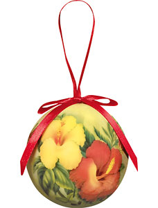 Hibiscus - Hawaiian Boxed Ball Christmas Ornaments