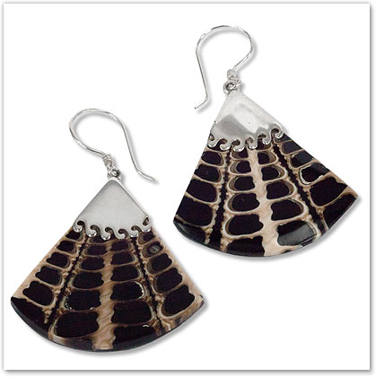 Black Resin & Sterling Silver Earrings - Island Jewelry