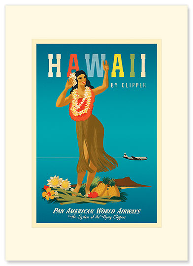 Hawaii by Clipper - Hawaiian Premium Vintage Collectible Blank Greeting Card