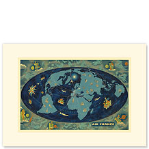 Premium Vintage Collectible Greeting Card - Air France World Map ...