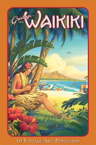 Vintage Art Hawaii Postcards - Waikiki 