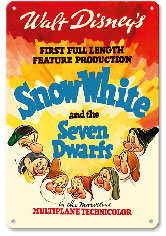 Walt Disney's Snow White and the Seven Dwarfs - First Full Length Feature Production Technicolor - Metal Sign Art