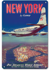 New York USA by Clipper Pan American Airways - Boeing 377 - Metal Sign Art