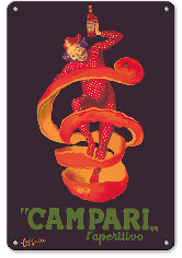 Campari L'Aperitivo (Campari Aperitif) - Clown Wrapped in Orange Peel - Metal Sign Art
