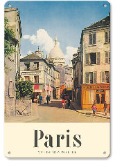 Paris, France - View of Montmartre - Basilica of the Sacred Heart (Sacré-Cœur) - c.1954 - Metal Sign Art