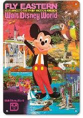 Walt Disney World - Fly Eastern Airlines - Orlando, Florida - c. 1980 - Metal Sign Art