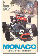 Monaco - 25th Grand Prix Automobile - Formula One F1 - 1967 - Metal Sign Art